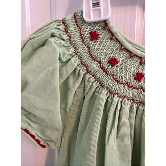 Maria Elena Light Green Corduroy Smocked Dress Little Kids Size 5 Fall Winter Ho - Picture 3 of 5